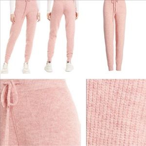 WAYF SOFT ROSE PINK RIBBED COZY KNIT JENNY JOGGERS FOR LOUNGING OR ON THE RUN